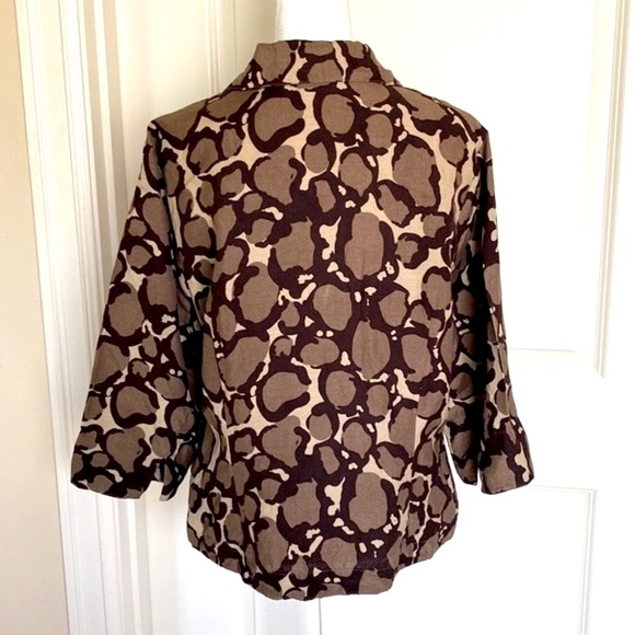 East 5th linen button down blouse. Pebble print, collared Mature brand Size PL - Picture 2 of 10